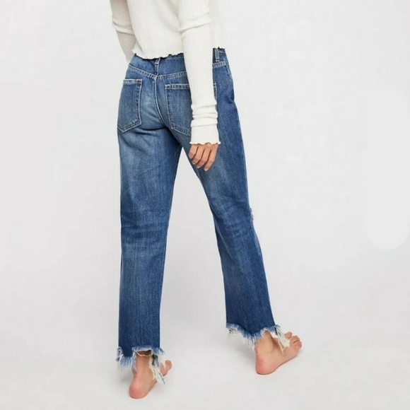 FREE PEOPLE Maggie Mid-Rise Straight-Leg Jeans Womens size 24 - Picture 3 of 5